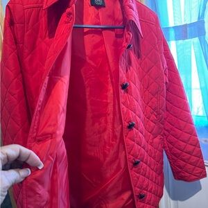Jones New York Quilted Red Puffer Coat